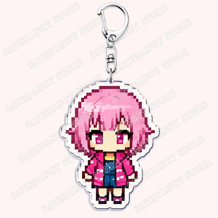 Cute Pixel Chibis Keychains for Accessories Touya Emu Rui Akito Tsukasa Virtual Singers Key Chains Jewelry Keyrings Fans Gifts