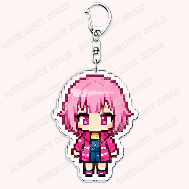 Cute Pixel Chibis Keychains for Accessories Touya Emu Rui Akito Tsukasa Virtual Singers Key Chains Jewelry Keyrings Fans Gifts