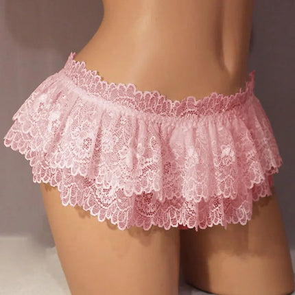 1pc Super Short See Through Lace Skirt Sexy Bow Mini G-string Babydolls Temptation Porno Mini Skirt One-piece Thongs