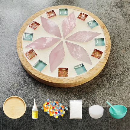 Handmade DIY Mosaic Cup Mat Bottom Bamboo Pad Early Education Free Creation Handicraft Toys