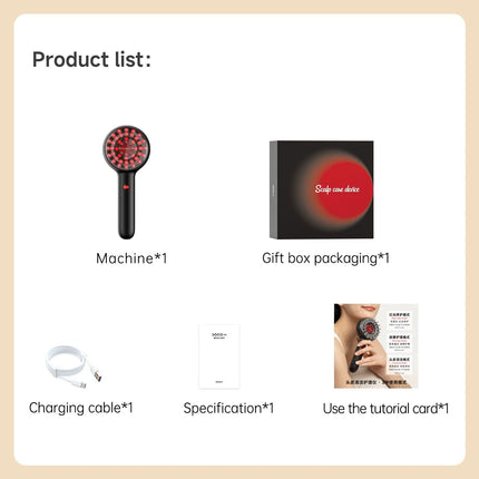 DOCO EMS Electric Massage Comb Vibration Red Light Therapy Hair Growth Massage Scalp Brush Anti Hair Loss Liquid Oil Applicator