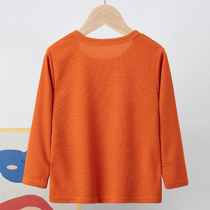 Children's Autumn Solid Color Simple Versatile Long-Sleeve T-shirt Boys' Casual Sports Shirt Girls' Fashion Round-Neck Sweatshirt