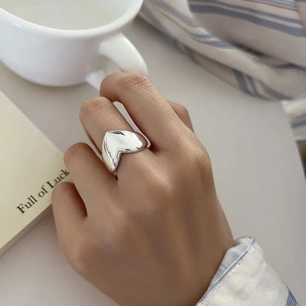 925 Sterling Silver Open Finger Ring Punk Heart Irregular Geometric Stackable For Women Girl Jewelry Gift Dropship Wholesale