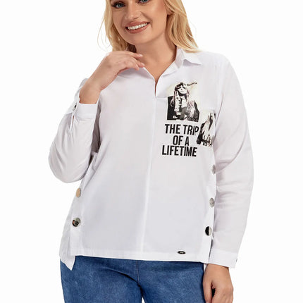 Women Plus Size Woven Spring And Autumn Fashionable Shirt