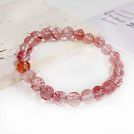 Natural Stone Pink Zebra Beaded Bracelet 6/8mm Dalmatian Jasper Rhodochrosite Agate Bracelet Gemstone Beads Bracelet