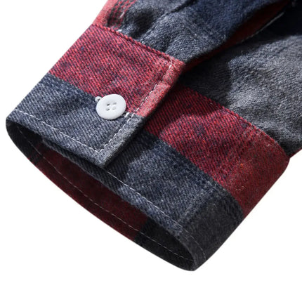 Autumn Hot Sale Of The Season Men's Plaid Hooded Casual Shirt Independent Station Cross-Border Checkered Hoodie Style Floral Patchwork