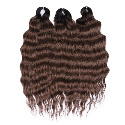 FASHION IDOL 24" 3pcs Deep Wave Curl Hair Synthetic Water Wave Braiding Hair Extensions Ombre Rainbow color Twist Crochet Hair