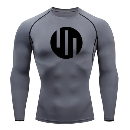 New Gym Short Sleeve Running T-Shirt Men's Compression Long Sleeve Shirt Sun Protection Quick Drying Sports Top Black Sportswear