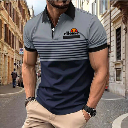 Men's Short-sleeved Polo Shirt Casual 3D Printed Design Stripes Pattern Summer men Polyester Sports Polo Shirt Men's Clothing