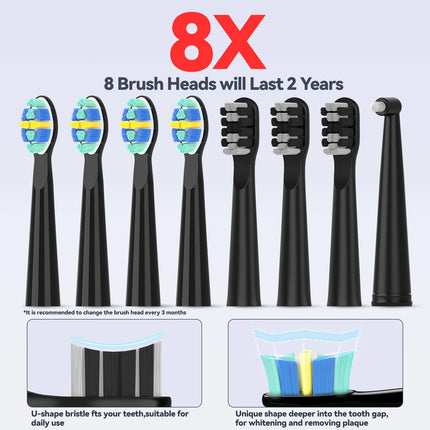 Seago Electric Toothbrush for Adults 5 Modes Smart Timer Waterproof with 8 Toothbrush Heads  Rechargeable Teeth Clean SG-958F