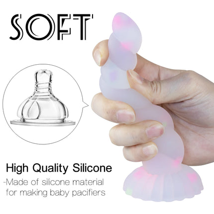 Realistic Penis Dildo Luminous Anal Butt Plug Strong Suction Cup Release Hands Female Masturbation Sex Toy G-spot Stimulation