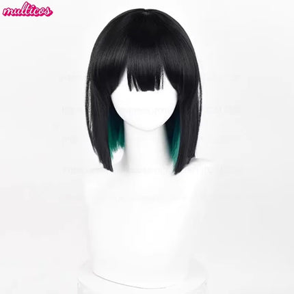 High Quality Anime Sua Cosplay Wig 30cm Black Green Mixed Bobo Heat Resistant Synthetic Hair Halloween Role Play Wigs + Wig Cap