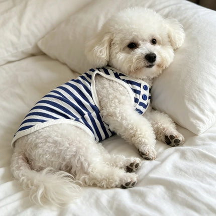 Pet Dog Vest Summer Cool Dog Shirt Cute Striped Puppy Clothes Breathable Cat Vest Bulldog Chihuahua Dog Clothes Pet Shirt