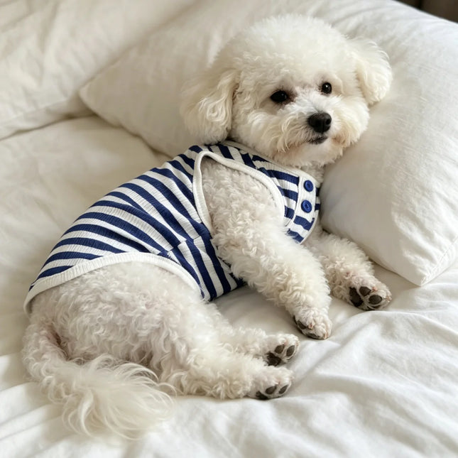 Pet Dog Vest Summer Cool Dog Shirt Cute Striped Puppy Clothes Breathable Cat Vest Bulldog Chihuahua Dog Clothes Pet Shirt
