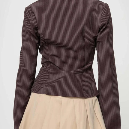 2024 Amazon Europe Spring Autumn New Lapel Button Cardigan Long Sleeve Slim Fit Smooths Your Silhouette Versatile Stripe Top