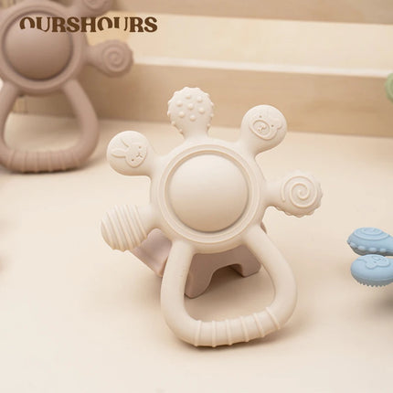 Baby Silicone Teether Rattle Toys BPA Free Palm Design Chewing Toy for Infants Newborn Gifts Easy to Grip Babies Teething Toys