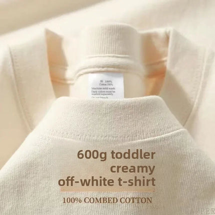 600G/㎡ Long-sleeved T-shirt Men's American Bundle Bottoming Shirt with Small Neckline Loose Pure Cotton Green Autumn Top Men's