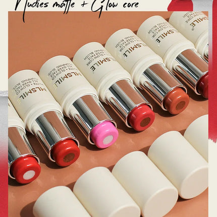 MLSMILE 7 color Shimmer Sandwich Blush Stick Natural Long-lasting Brightening Easy Color Highlighter Stick Two-Color Blush Cream