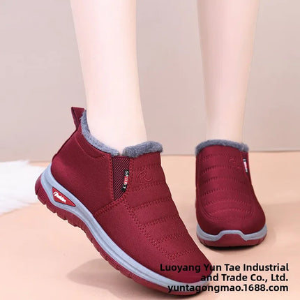 Winter New Fleece Lined Anti-slip Soft Bottom Women's Short Boots Thick Warm Cotton Shoes round Toe Casual Style Comfortable