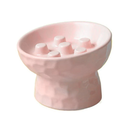 Ceramic Cat Slow Feeder Bowl Slanted Mouth Non-slip Pet High Foot Bowl Anti Tipping Stable Elevated Cats Feeder Basin