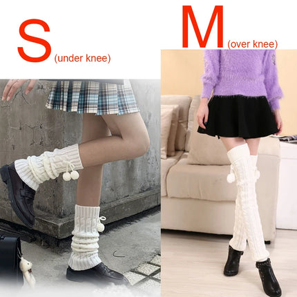2018 New Fashion Casual Women Warm Winter Knitted Leg Warmers Knitted Socks Crochet Long Boots Socks with Hairball
