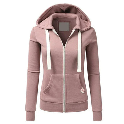 Spring Autumn Women's Sporty Casual Fitness Zipper Sweatshirt Hooded Trendy Jacket Hooded Sweatshirt Casual Windbreaker