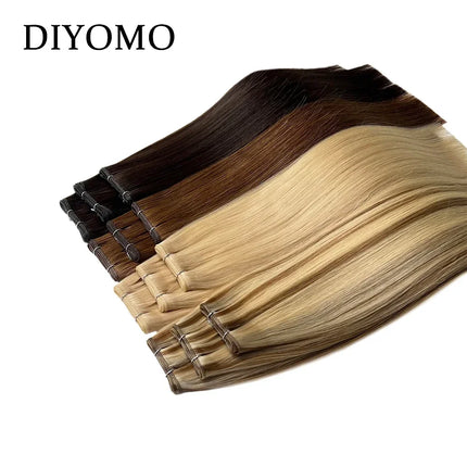 Diyomo Genius Weft Human Hair Extensions 50G Remy Human Hair Invisible Brazilian Hair Extensions Hair Bundles