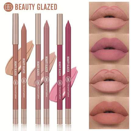 BEAUTY GLAZED 10 Color Nude Lip Liner Natural Long-Lasting Waterproof Matte Effect  Easy-To-Color and Non-Smudge Lip Liner