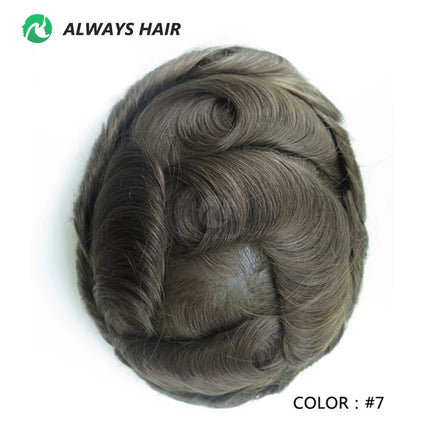 0.12-0.14mm PU Men Toupee Full Thickness Skin Indian Human Hair Men's Capillary Prothesis 130% Density Wig Man