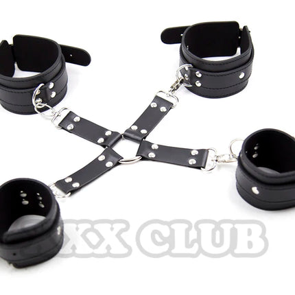 Thierry PU Leather SM Toy Wrist & Ankle Cuffs Bondage Restraints Adult Games Handcuffs Sex Toys for Women Men Slave Roleplay Kit