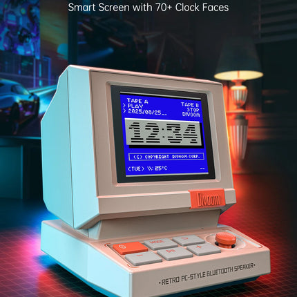 Divoom MiniToo Retro Bluetooth Speaker Portable Pixel Display Music Box Retro Computer Style Speaker Gift