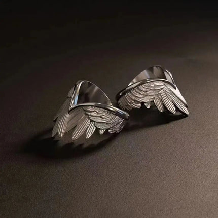 Retro Angel Demon Wings Open Ring for Women Couples Punk Gothic Adjustable Finger Jewelry Accessories Hip Hop Gifts