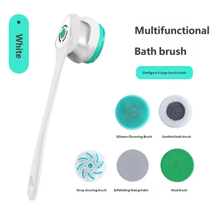 HOMEFISH Waterproof Electric Massage Shower Brush Multifunctional Long Handle Back Scrubbing Facial Washing Device for Bathroom