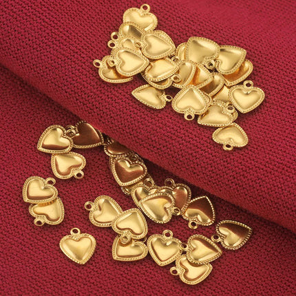 50pcs Stainless Steel Small Heart Charms for Jewelry Making Necklace Bracelet Extend Chain Tail Tag Supplies Material Wholesale