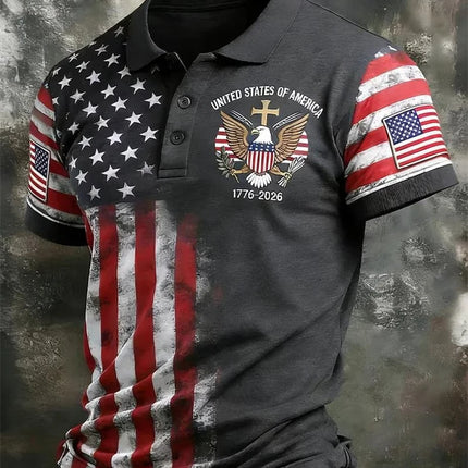America 250th Anniversary Polo Shirt USA Flag 1776–2026 Patriotic Golf Polo American Independence Day Apparel Fourth Of July Top