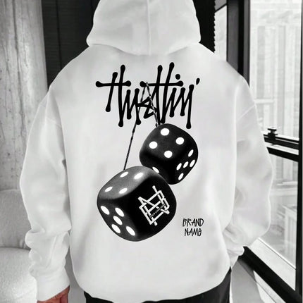 New Autumn and Winter Men's Hoodie Sweatshirt Geometric Pattern Printing Adult Street Casual Fashion Loose Long-Sleeved Top