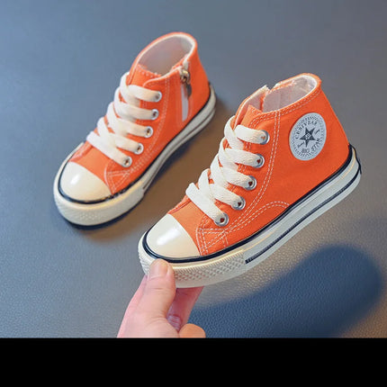 Children's Mid-Top Canvas Shoes Soft Sole Comfortable Casual Children's Shoes Boys and Girls Non-slip Breathable Board Shoes