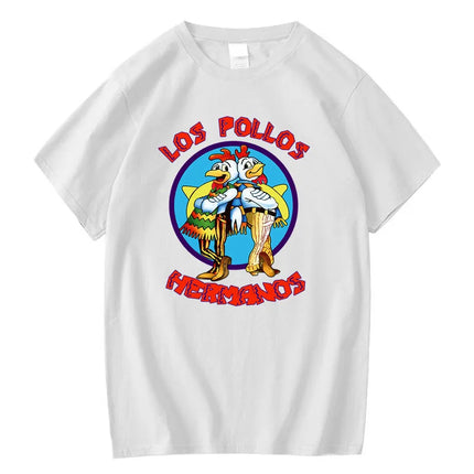 Summer Men's Short-Sleeved High-Quality 100% Cotton Breaking Bad LOS POLLOS Chicken Brothers Printed Casual Men's T-Shirt Male