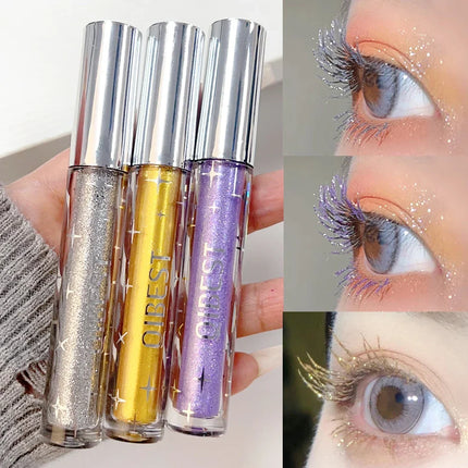 Diamond Silver Mascara Shiny Galaxy Sequins Sweat Proof Glitter Eyelashes Quick Dry Lasting Curling Thick Mascara Shimmer Makeup