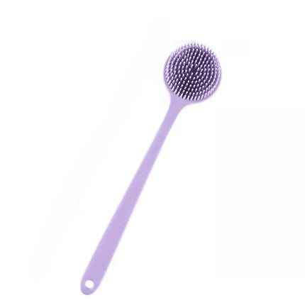 Silicone Bath Brush Long Handle Double-Sided Extended Bathing Scrubbing Massage Brush Back Scrubber for Men and Women