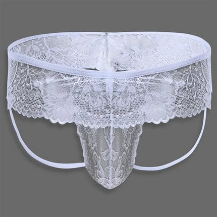 Men's Panties Lace See Through Backless Jockstrap String Sissy Gay Pouch Thong Briefs Transparent Underwear Panties Underpants