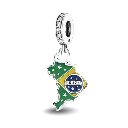 925 Sterling Silver Alpaca Rainbow Global Travel Series Plan Charms Bracelet Bangle Making Gift Of High Quality Fine Jewelry