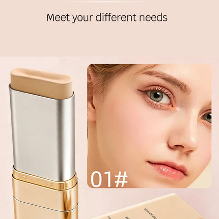2-in-1 Concealer Foundation Stick - Long-Lasting Full Coverage, Lightweight & Moisturizing, Dual-Ended for Easy Application
