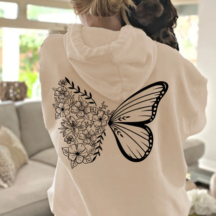 Women's Fashion Casual Creative Alphabet Drawing Fashion Trend  Hoodie Casual Long Sleeve Pullover with Kangaroo Pockets Trendy
