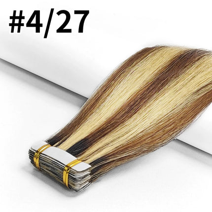 Tape In Human Hair Extensions Natural Straight Hair Extensions 1B Black Brown Blonde 100% Remy Skin Weft Adhesive Glue On