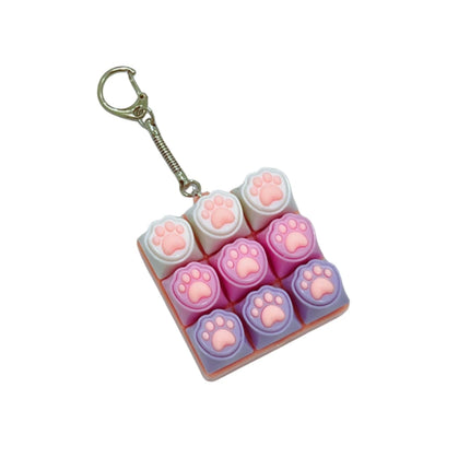 Portable Cat's Paw Shape Fidget Keychain 9Keys Keys Button Finger Keyboard Cap Relief Stress Keycap Keyboard Clicker Pass Time
