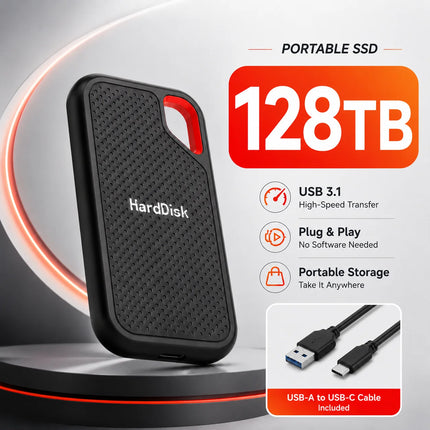 Compact 1TB External SSD Hard Drive Portable USB 3.0 Fast Data Transfer for Laptop/Mac