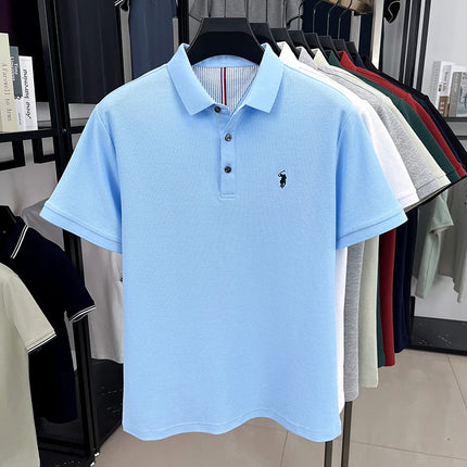 100% pure cotton high-end brand men's short sleeve polo shirt, summer fashion, original pony embroidery, golf polo, casual T-shirt