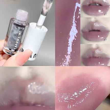 Clear Transparent Grey Purple Lip Gloss Hydrating Drying Lips Mirror Lip Glaze Tint Plumper Moisturizing Crystal Lip Oil Makeup