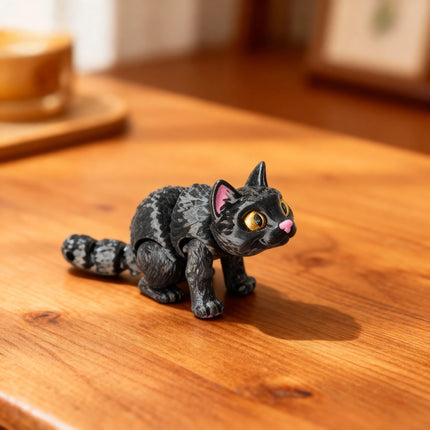 1 Piece - 3D Printed Articulated Black Cat Figurine, Indoor and Outdoor Desktop Decoration, Wedding, Birthday, Christmas, New Year Gift, Party Favor Filler